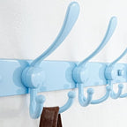 Dseap Coat Rack Wall Mount - 38” Long 10-Tri-Hooks Heavy Duty Coat Hanger Rail Wall Hooks for Hanging Coats Hats Clothing Clothes Purse Mudroom Entryway, Blue