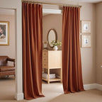 Lazzzy Velvet Blackout Curtains Thermal Insulated Room Window Drapes Super Soft Luxury Curtains for Living Room Bedroom Rod Pocket 2 Panels, Burnt Orange, 52" W x 84" L
