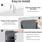 5-Shelf Over The Door Hanging Organizer with 2 Metal Hooks，5 Pocket Over The Door Wall Mount Storage with Clear Windows for Baby Nursery Bathroom Closet,Bedroom,Dorm (Gray-2 Pack)