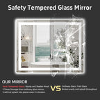 40"x 32" LED Bathroom Mirror with Lights, Double Lights Dimmable, Anti-Fog, Front and Backlit LED Mirror for Bathroom, Lighted Bathroom Vanity Mirror with Tempered Glass (Horizontal/Vertical)