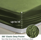 Love's cabin Satin King Sheet Sets - 4 Piece Sage Silky Sheets King Size Bed Set with Deep Pocket, Luxury Silk Feel King Size Satin Sheet Set (1 Flat Sheet,1 Fitted Sheet,2 Pillow Cases)