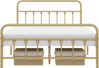 Yaheetech Classic Metal Platform Bed Frame Mattress Foundation with Victorian Style Iron-Art Headboard/Footboard/Under Bed Storage No Box Spring Needed Full Size Antique Gold