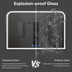 LED Bathroom Mirror, 48"x 30" LED Mirror with Lights for Bathroom, Lighted Vanity Mirrors for Wall, Anti-Fog, Dimmable, Tempered Glass, Memory Function, 3 Colors, Safe Use (White)
