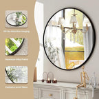 HARRITPURE Round Mirror 30 Black Wall Mounted Circle Mirrors Vanity Mirror with Brushed Aluminum Alloy Frame Modern Decoration for Bathroom, Living Room, Vanity, Bedroom, Entryway