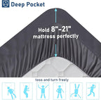 Queen Mattress Topper Size Extra Thick Pillowtop for Pressure Relief Cooling Mattress Topper Plush Mattress Pad Cover Protector with 8-21 Inch Deep Pocket 3D Snow Down Alternative Fill Grey