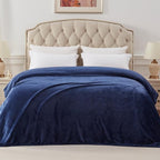 Exclusivo Mezcla Fleece Blanket Twin Size for Bed, Super Soft and Warm, All Season Use, Cozy, Plush, Lightweight, 90x66 Inches, Navy Blue