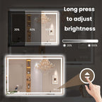 48"X30" LED Bathroom Mirror with Front Lights and Backlit, Anti-Fog, Dimmable, Shatter-Proof Tempered Glass, Lighted Bathroom Vanity Mirror for Wall with 3 Colors, Memory Function