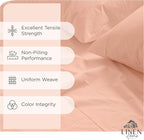 Linen Home 100% Cotton Percale Sheets Twin XL Size, Tropical Peach, Deep Pocket, 3 Pieces Set - 1 Flat, 1 Deep Pocket Fitted Sheet and 1 Pillowcase, Crisp Cool and Strong Bed Linen