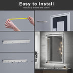40‘’x30'' Lighted Mirrors for Bathroom Wall Backlit + Front Lit, Rectangular LED Bathroom Mirror Frameless with Lights Anti Fog, Dimmable, 3 Colors,Tempered Glass, Shatter-Proof