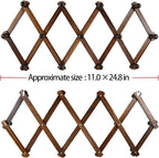 AMAPON Accordion Style Expandable Wall Wooden Coat Rack 13 Hooks (Pegs) Hang Hats Jackets Coffee Mug Purses Necklaces Towels Cap Leash Scarves Data Line Kitchenware (Walnut Color 2 Pack)