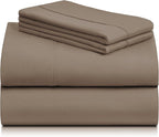 LuxClub 4 PC Sheet Bed Sheets Deep Pockets 18" Eco Friendly Wrinkle Free-Kids-Fitted Sheets Machine Washable Hotel Bedding Silky Soft - Dark Khaki Twin