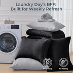 HEVUMYI 120x98 Oversized King Comforter Set - 7-Piece All Season Bed in a Bag Oversized King, Ultra Soft Bedding Set with 120 x 98 Comforter, Flat Sheet, Fitted Sheet, Pillowcases, Black & Light Grey
