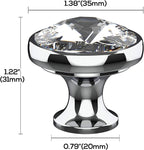 Alzassbg 6 Pack Clear Crystal with Matt Black Base Cabinet Knobs, 1-3/8 Inch (35mm) Diameter Cabinet Hardware Round Crystal Knobs for Drawers AL1011MB