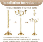 Sziqiqi Gold Candelabra Centerpieces for Tables 28in - Tall Candelabra Candle Holder for Wedding Gold Candlestick Holders for Table Centepiece Party Banquet Event