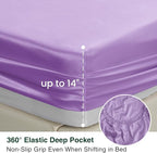 Love's cabin Twin Satin Sheets Sets - 3 Piece Lavender Silky Bed Sheets with Deep Pockets, Luxury Silk Feel Satin Twin Size Sheet Set Bedding Set (1 Flat Sheet,1 Fitted Sheet,1 Pillow case)