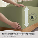 LuxClub 4 PC Full Sheet Set, Breathable Luxury Bed Sheets, Deep Pockets Wrinkle Free Cooling Bed Sheets Machine Washable Hotel Bedding Silky Soft - Olive Full
