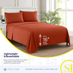 Twin Sheets - Breathable Luxury Sheets with Full Elastic & Secure Corner Straps Built In - 1800 Supreme Collection Extra Soft Deep Pocket Bedding Set, Sheet Set, Twin, Rust