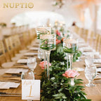 NUPTIO Stemmed Candle Holders Bulk: Set of 18 Tea Light Holders for Floating Pillar Candles - Clear Monet Candle Stands for Wedding Table Centerpiece Decor