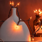 YULETIME Orange Christmas Lights with Brown Wire, 66 Feet 200 Count UL Certified String Lights, Pack of 2 Sets 33 Ft 100 Count Amber Incandescent Mini Light Set (Orange)