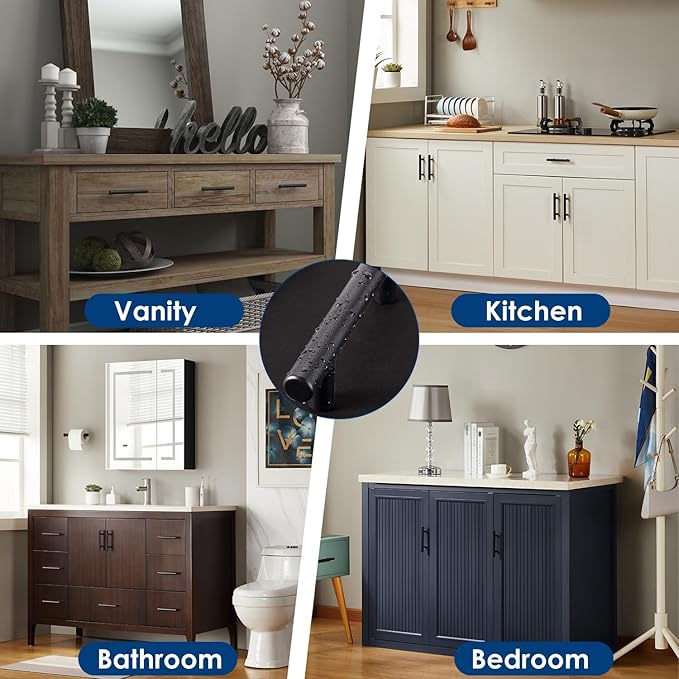 HBL' 30 Pack | 3 Inch Center to Center Matte Black Cabinet Pulls Kitchen Cabinet Handles,Made of Stainless Steel,Ideal for Cabinet,Drawer,Cupboard and Wardrobe.