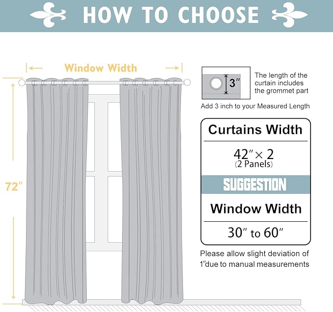 ChrisDowa 100% Blackout Curtains 72 inch Long for Bedroom with Black Liner, 2 Thick Layers Total Blackout Thermal Insulated Grommet Window Curtains 2 Panels Set (Stone Blue, 42 x 72 Inch)