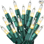 PREXTEX 100 Count Clear Christmas Lights - 20 ft Ultra Bright String Lights with Green Wire for Indoor and Outdoor Use, Christmas Trees, Holidays, Patios and Garden