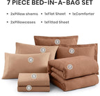 Monbix Oversized Queen Comforter Set - 7 Pieces Cationic Dyeing Autumn Leaf Bed in a Bag Bedding Sets with Comforter, Sheets, Pillowcases & Shams, Reversible Bedding Comforters Sets