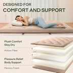 ZonLi Japanese Floor Futon Mattress Full Size 75"x 54", 100% Cotton Cover 2.5'' Thicken Tatami Mattress, Foldable Sleeping Pad, Portable Dormitory Tatami Mat(Khaki)
