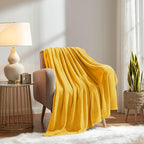 KMUSET Fleece Blanket Honey Yellow Lightweight Super Soft Cozy Fuzzy Bed Blankets Microfiber Factory Shop