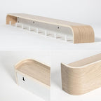 Kazai. Wall-Mounted Coat Rack 'Toke' - Modern Design Coat Rack with Hidden Wall Hooks - Solid Wood Veneer Panel Coat Hanger - Oak, White