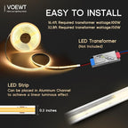 COB LED Strip Lights Neutral White 4000K,16.4ft 12V High CRI 95Ra+ Super Bright,Flexible Tape Lights for Bedroom,Mirror,Kitchen Cabinet, Living Room(Power Supply Not Included)
