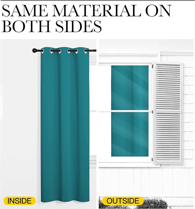 NICETOWN Room Darkening Curtains 95 inch Length 2 Panels, Thermal Insulated Grommet Blackout Curtains for Modern Casual Elegant Bedroom Kids Room Theme Decoration (Peacock Teal, 2 Pieces, W42)