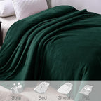 Exclusivo Mezcla Fleece Blanket Queen Size for Bed, Super Soft and Warm, All Season Use, Cozy, Plush, Lightweight, 90x90 Inches, Forest Green