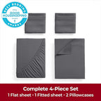Mellanni Extra Deep King Sheets - 4 PC Iconic Collection Bedding - Hotel Luxury, Ultra Soft, Cooling Bed Sheets - Wrinkle, Fade, Stain Resistant (King, Gray)
