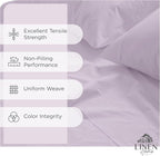 Linen Home 100% Cotton Percale Sheets Full Size, Iris Lilac, Deep Pocket, 4 Pieces Set - 1 Flat, 1 Deep Pocket Fitted Sheet and 2 Pillowcases, Crisp Cool and Strong Bed Linen