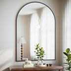 HARRITPURE 32"x48" Arched Bathroom Mirror - Black Wall Mounted Vanity Mirror Aluminum Alloy Frame Large Arch Wall Mirror for Living Room, Bedroom and Entryway