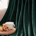 Exclusivo Mezcla Fleece Blanket Queen Size for Bed, Super Soft and Warm, All Season Use, Cozy, Plush, Lightweight, 90x90 Inches, Forest Green