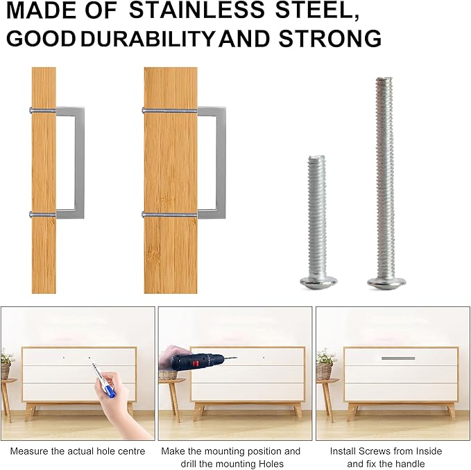Cabinet Pulls Brushed Nickel Cabinet Handles Square Drawer Pulls, 30 Pack 11-1/3 Inch Stainless Steel Kitchen Door Cupboard Handles, Cabinet Hardware Drawer Handles, 288mm Hole Centers