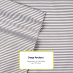 Full Size Bed Sheets - 6 Piece 1500 Supreme Collection Fine Brushed Microfiber Deep Pocket Full Sheet Set Bedding - 2 Extra Pillow Cases, Great Value, Full, Classic Stripe Gray