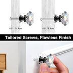 POZEAN Crystal Cabinet Knobs 12Pack, 1.18inch Dresser Knobs for Cabinet, Drawer with Two Different Sizes Screws, Diamond Glass Pulls Handles (30mm, 12Pack, Clear-Black)