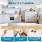 Self Adhesive Drawer Knobs, 2 Pack Self Stick Door Pull Handles, Zinc Alloy No Drilling Cabinet Knobs for Drawer, Closet, Window, Dresser, Sliding Barn/Glass Shower/Balcony Door (2, Grey)