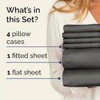Queen 6 Piece Sheet Set - Comfy Breathable & Cooling - Ultra-Soft Hotel Luxury Bedding Set with 8-16 Inch Deep Pockets - 1 Flat & 1 Fitted Sheet & 4 Pillowcases - Wrinkle Free & Easy Care - Charcoal