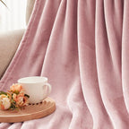 Exclusivo Mezcla Fleece Throw Blanket for Couch, Sofa, 300GSM Super Soft and Warm Blankets, Dusty Pink Throw All Season Use, Cozy, Plush, Lightweight, 50x60 Inches