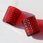 Woho Red Votive Candle Holders Bulk Set of 12, Glass Tea Lights Candle Holder for Wedding Table Centerpiece, Studded Diamond Tealight Candle Holder for Christmas Party Holiday Home Decor