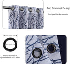 BONZER Mix and Match Curtains - 2 Pieces Branch Print Sheer Curtains and 2 Pieces Blackout Curtains for Bedroom Living Room Grommet Window Drapes, 54x63 Inch/Panel, Indigo, Set of 4 Panels