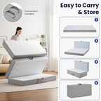 Foldable Mattress Full 6 inch -Portable White Memory Foam Folding Matress with Washable Cover for Camping Travel Guest Room Home Use-Non-Slip&Easy Storage