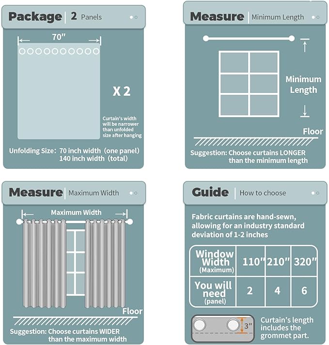 BGment Blackout Curtains for Bedroom - Grommet Thermal Insulated Room Darkening Curtains for Living Room, Set of 2 Panels (70 x 63 Inch, Grey)