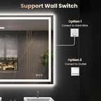 48"X36" LED Bathroom Mirror with Front Lights and Backlit, Anti-Fog, Dimmable, Shatter-Proof Tempered Glass, Lighted Bathroom Vanity Mirror for Wall with 3 Colors, Memory Function