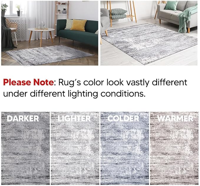 Keen Home Design Area Rugs - 10ft Round Non-Shedding, Abstract Rugs for Kitchen, Living Room, Bedroom, Dining Room, Entryway - Size: 10' Round, Abstract Cream/Grey