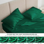 Love's cabin Twin XL Satin Sheet Sets - 3 Piece Dark Green Silky Bed Sheets with Deep Pockets, Luxury Silk Feel Satin Sheet Set Twin XL (1 Flat Sheet,1 Fitted Sheet,1 Pillow case)
